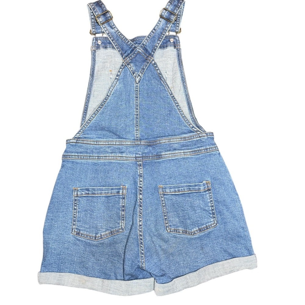 Mini Boden Denim Short Overalls with Heart Pocket - Picture 5 of 6